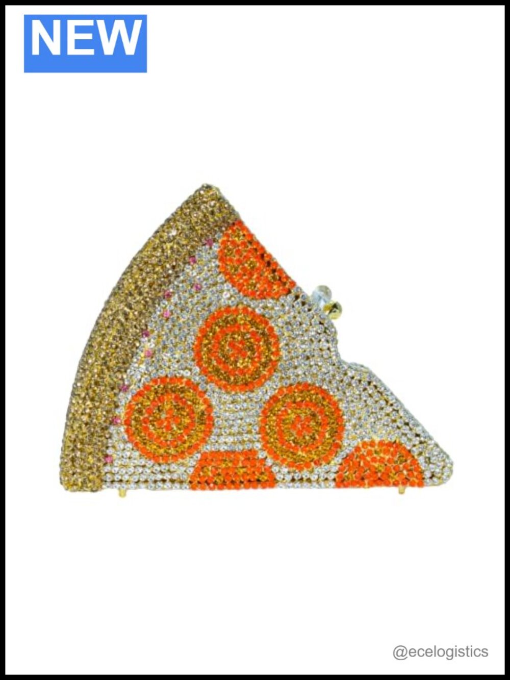 Novelty 3D Pizza Rhinestone Clutch Evening Bag Women Cocktail Purse Faux Leather